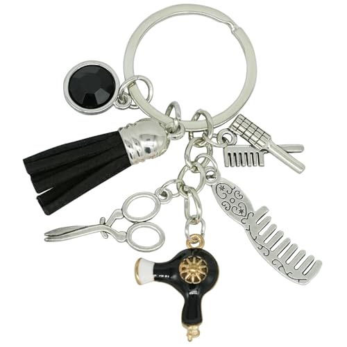 Moydolo Kamm Schere Haartrockner Schlüsselanhänger Barbe Schlüsselanhänger für Friseur Haarstylist Handtasche Rucksack von Moydolo