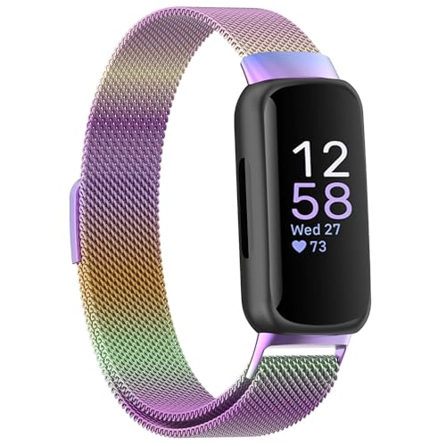 Moydolo Kompatibel mit Fitbit Inspire 3 Armband, Edelstahl-Metall-Ersatz-Armband mit Magnetverschluss Ersatzarmband Kompatibel mit Fitbit Inspire 3, Frauen Männer von Moydolo