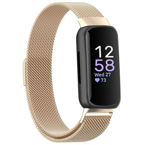 Moydolo Kompatibel mit Fitbit Inspire 3 Armband, Edelstahl-Metall-Ersatz-Armband mit Magnetverschluss Ersatzarmband Kompatibel mit Fitbit Inspire 3, Frauen Männer von Moydolo