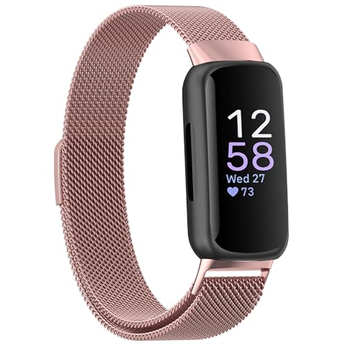 Moydolo Kompatibel mit Fitbit Inspire 3 Armband, Edelstahl-Metall-Ersatz-Armband mit Magnetverschluss Ersatzarmband Kompatibel mit Fitbit Inspire 3, Frauen Männer von Moydolo