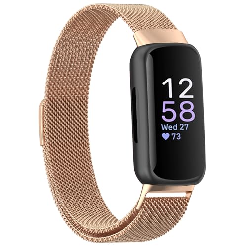 Moydolo Kompatibel mit Fitbit Inspire 3 Armband, Edelstahl-Metall-Ersatz-Armband mit Magnetverschluss Ersatzarmband Kompatibel mit Fitbit Inspire 3, Frauen Männer von Moydolo