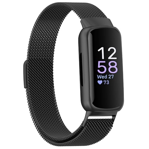 Moydolo Kompatibel mit Fitbit Inspire 3 Armband, Edelstahl-Metall-Ersatz-Armband mit Magnetverschluss Ersatzarmband Kompatibel mit Fitbit Inspire 3, Frauen Männer von Moydolo