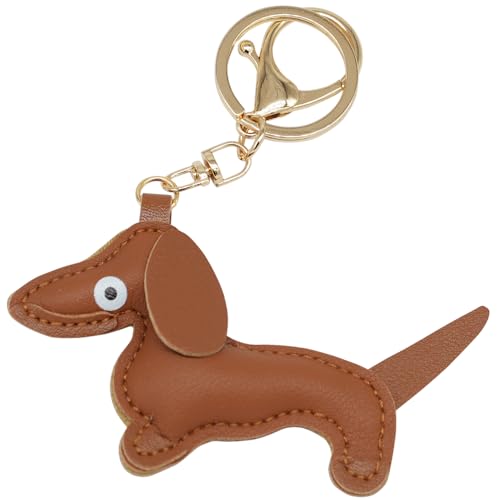 Moydolo Leder Dackel Schlüsselanhänger Anhänger niedlich Welpe Wurst Hund keychain Charme für Junge Mädchen Damen Herren von Moydolo