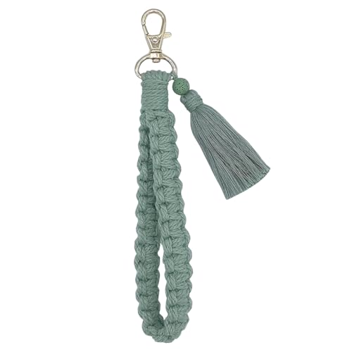 Moydolo Makramee Boho niedliche Schlüsselband Armband Schlüsselanhänger Schlüsselkette Handgelenk Lanyard für Frauen Mädchen von Moydolo