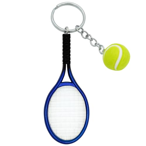 Moydolo Niedlicher Mini Tennisschläger Schlüsselanhänger mit Tennisball Schlüsselanhänger Anhänger Geschenke, Farblich Sortiert von Moydolo