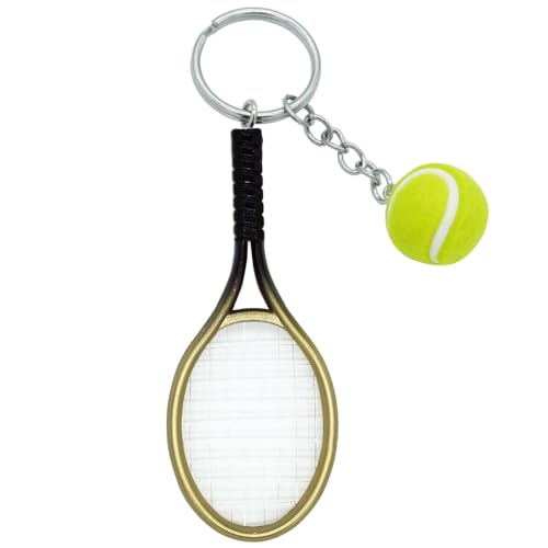 Moydolo Niedlicher Mini Tennisschläger Schlüsselanhänger mit Tennisball Schlüsselanhänger Anhänger Geschenke, Farblich Sortiert von Moydolo