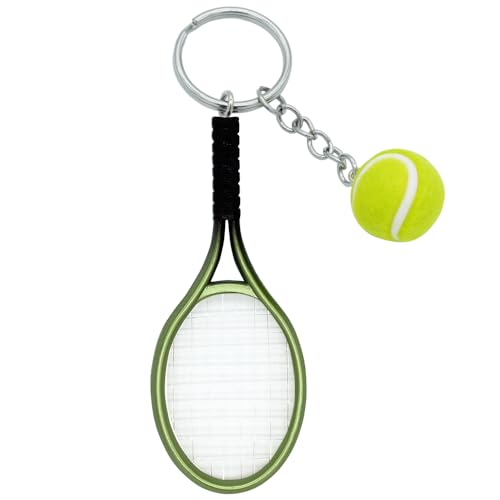 Moydolo Niedlicher Mini Tennisschläger Schlüsselanhänger mit Tennisball Schlüsselanhänger Anhänger Geschenke, Farblich Sortiert von Moydolo