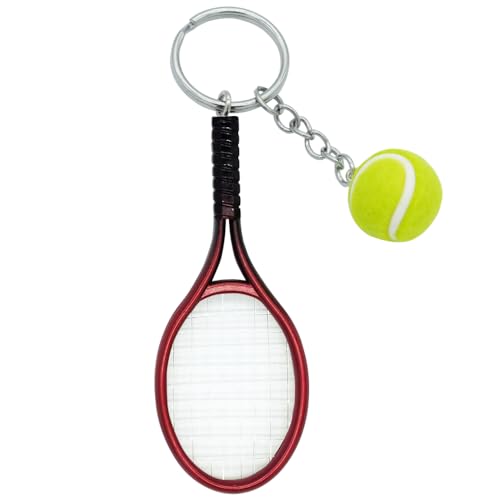 Moydolo Niedlicher Mini Tennisschläger Schlüsselanhänger mit Tennisball Schlüsselanhänger Anhänger Geschenke, Farblich Sortiert von Moydolo