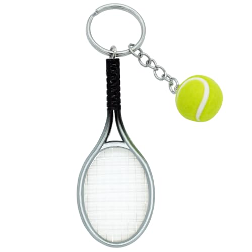 Moydolo Niedlicher Mini Tennisschläger Schlüsselanhänger mit Tennisball Schlüsselanhänger Anhänger Geschenke, Farblich Sortiert von Moydolo