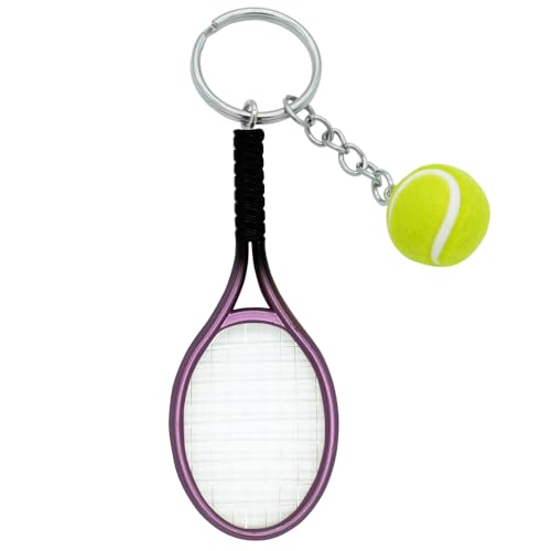 Moydolo Niedlicher Mini Tennisschläger Schlüsselanhänger mit Tennisball Schlüsselanhänger Anhänger Geschenke, Farblich Sortiert von Moydolo