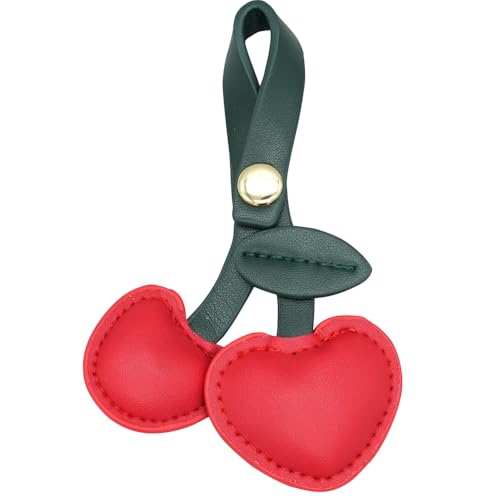 Moydolo PU Leder Kirsche Schlüsselanhänger Charm Cherry Keychain Schlüsselkette Anhänger für Damen Rucksack Geldbörse Taschen von Moydolo
