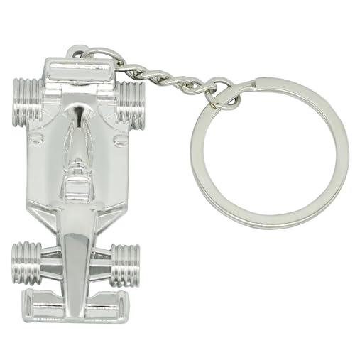 Moydolo Silber Formel 1 Rennsport Auto Schlüsselanhänger Anhänger Car Keychain Sport F1 Schlüsselanhänger für Damen Herren von Moydolo