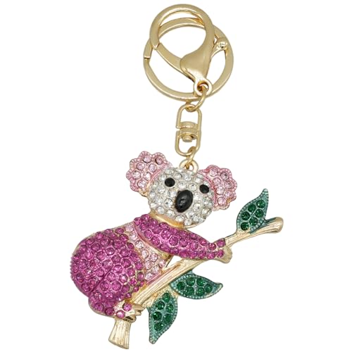 Moydolo Tier Anhänger Schlüsselanhänger Kristall Bling Koala Eule Wal Flamingo Schildkröte Keychain Ring für Frauen Mädchen von Moydolo