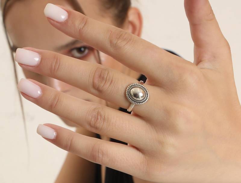 Handgemacht Sterling Silber Dome Ring-Inspiriert Verstellbaren Ring-Boho Statement Schmuck-Minimalist Perlen Ring-Geschenk Für Sie Handgemacht Sterling Silber Dome Ring-Inspiriert Verstellbaren Ring-Boho Statement Schmuck-Minimalist Perlen Ring-Geschenk Für Sie von MoyoniJewelry