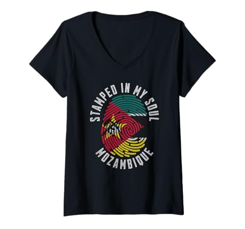 Damen Gestempelt in My Soul Mosambik-Flagge Mosambikan Pride T-Shirt mit V-Ausschnitt Damen Gestempelt in My Soul Mosambik-Flagge Mosambikan Pride T-Shirt mit V-Ausschnitt von Mozambican Pride Stamped in My Soul Mozambique