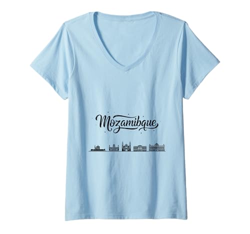 Damen Mosambik Skyline Reise Urlaub Outfits T-Shirt mit V-Ausschnitt Damen Mosambik Skyline Reise Urlaub Outfits T-Shirt mit V-Ausschnitt von Mozambique Casual Clothes T-Shirts