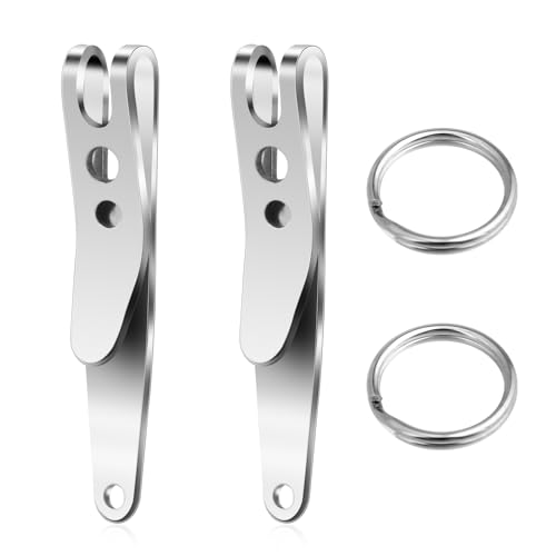 2 Stück Schlüsselhalter mit Schlüsselanhänger Edelstahl Taschenclip Outdoor Gürtelclip Mehrzwecker Taktische Clip Keyring Aufhängetaschenclip für Schlüsseln Taschenlampen Täglichen Gebrauch von Mozeat Lens