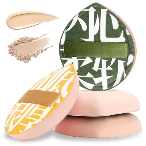 4 Stück Make-up-Schwamm für Foundation Puderquaste Große Make-up-Kissen Powder Puff Waschbar Beauty Blender Weich Schwämmchen für Flüssigkeit Kosmetik Lose Puder von Mozeat Lens