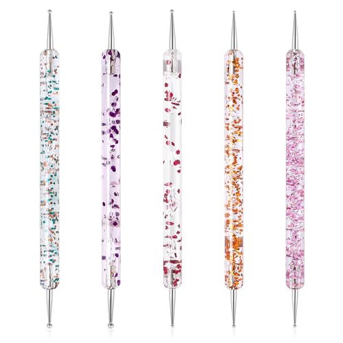 5PCS Dotting Tools Set Dotting Painting Pen Polish Carving Tool UV Gel Painting DIY Design Nail Art 2 Way Dotting Pen Tool Nail Design Dotting Tool for Gel Polish Decoration von Mozeat Lens