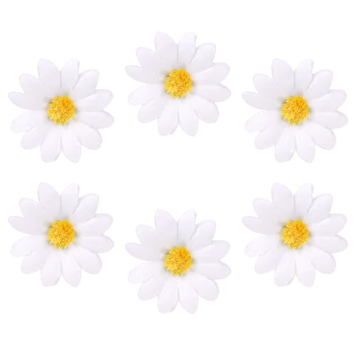 6 Stück Gänseblümchen-Haarspange Gänseblümchen-Haarspange Gänseblümchen-Haarspangen kleine Stoff-Sonnenblumen-Haarspangen für Frauen weiße Gänseblümchen-Haarspangen Hochzeits-Haarschmuck für Bräute von Mozeat Lens