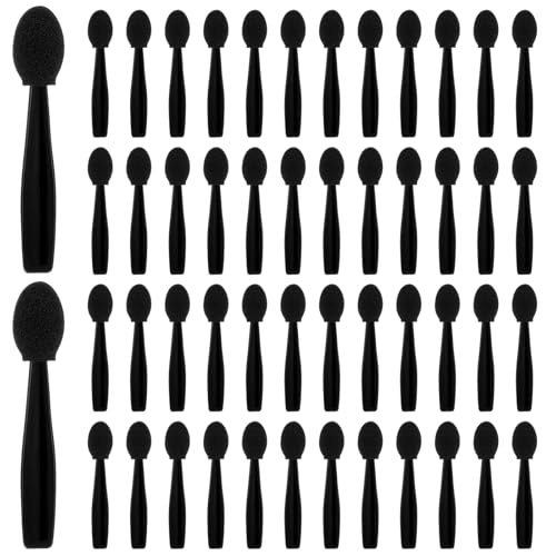 50 Stück Lidschatten Pinselset, Lidschatten Applikator Schminkpinsel Einweg Lidschattens Pinsel Professionelle Lidschattens Schwammpinsel Sponge Eyeshadow Brush von Mozeat Lens