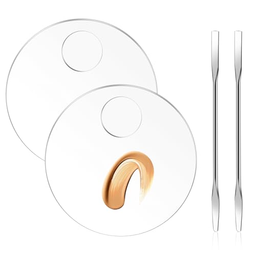 Make Up Mischpalette, 4 Stück Make-Up-Palette Klare Acryl Make Up Palette mit Spatel Kosmetikpalette mit Spachtel Kosmetische Mischpalette für Foundation Nailart Auge Lidschatten von Mozeat Lens