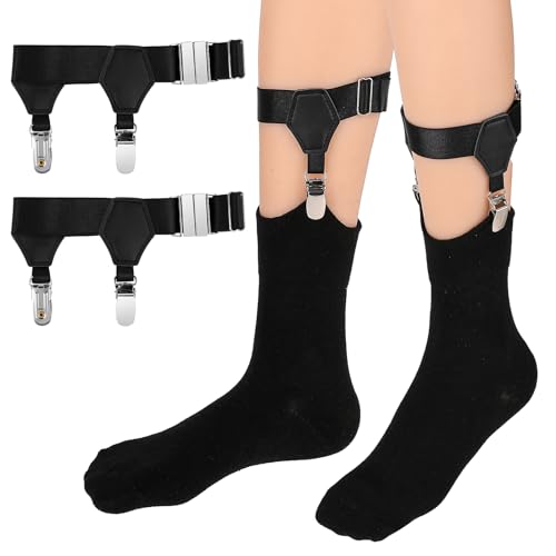 Mozeat Lens 1 Paar Socken Strumpfbänder Herren Socken Hosenträger Einstellbar Sockenhalter Schwarz Strumpf Garter Verstellbare Strumpfhalter Clips Rutschfeste Sockenriemen von Mozeat Lens