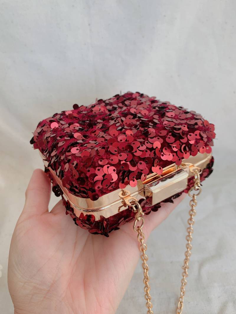 611 # Handgemachte Pailletten Glitzer Party Rote Kupplung/Box Form Clubbing Geldbörse Glitzernde Hochzeitstasche Abendtasche in Roten 611 # Handgemachte Pailletten Glitzer Party Rote Kupplung/Box Form Clubbing Geldbörse Glitzernde Hochzeitstasche Abendtasche in Roten von MozhenHandmade