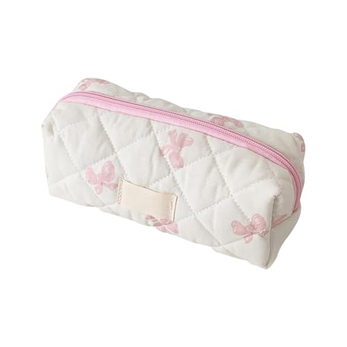 Mppchhn Ästhetisches Federmäppchen, Stifthalter mit Schleifenmuster, Schulbedarf für Teenager-Mädchen, tragbarer Kosmetik-Organizer, Make-up-Tasche, rose, Refer to description, Unisex von Mppchhn