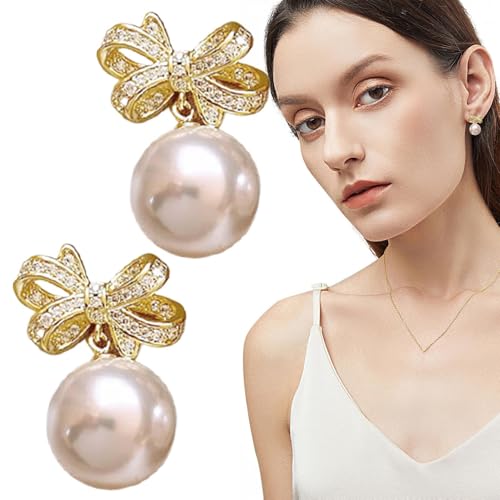 Mppchhn Perlen Steckerohrringe, Vintage Silber Anhänger Ohrringe, Modischer Schmuck Accessoires Kreativ Für Frauen Hochzeit Reise Festival Alltag Feier Abend Kleidung von Mppchhn