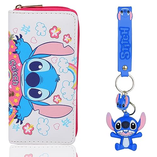 Mprocen Stitch Wallets, Cartoon Purse Stitch Wallets for Kids Adult, Women's Wallet Stitch Coin Purse Gift, Anime Wallet Long Purse Leather Purse with Zipper, Stitch Gifts for Girls Women Boy, Stil 7, von Mprocen