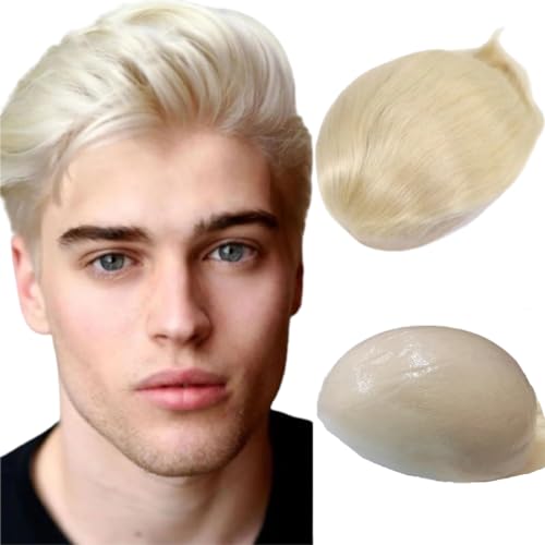 PU Haut Toupee Für Männer Haarteile 10x8" Männer Toupee Menschliches Haar Ersatz System 0.04mm Denken Haut Haar Prothese Männer Haar Patch Units Implant für Männer (#613) von Mprosthesis