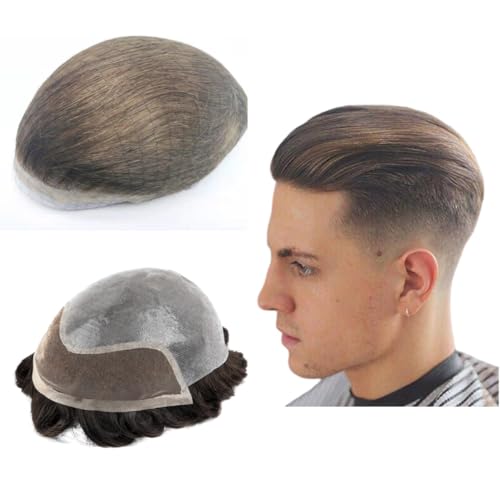 Toupee für Männer Haarteile 10x8" Männer Toupee Hollywood Human Hair Replacement System für Männer Haarprothese Männer Haar Patch BIO Einheiten für Männer Atmungsaktive (#4 Hellbraun) von Mprosthesis