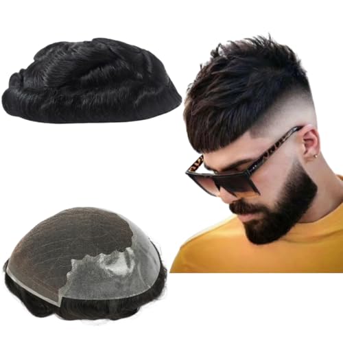 Toupee für Männer Menschhaarperücken Mens Toupee Europäische Jungfrau Mens Hair Units Lockige Welle Mens Perücke Toupee Haar Echtes menschliches Ersatzsystem für Mann Q6 Patch (8x10") von Mprosthesis