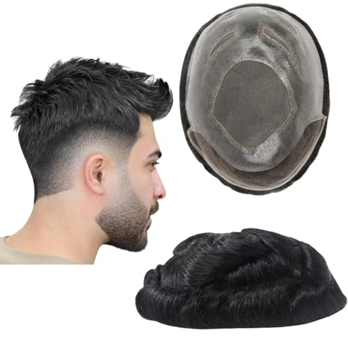 Toupet für Männer - Menschhaarperücke, Europäische Jungfrau, Lockige Welle, Echtes Menschliches Ersatzsystem, FPM Patch (8x10") von Mprosthesis