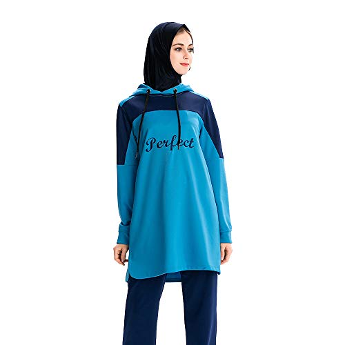 Mr Lin123 Muslimischer Frauen Trainingsanzug setzt islamischen Sweatsuit (2XL, Blau) von Mr Lin123