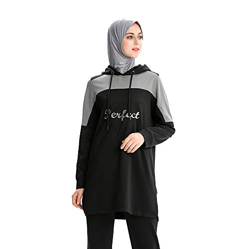 Mr Lin123 Muslimischer Frauen Trainingsanzug setzt islamischen Sweatsuit (3XL, Schwarz) von Mr Lin123