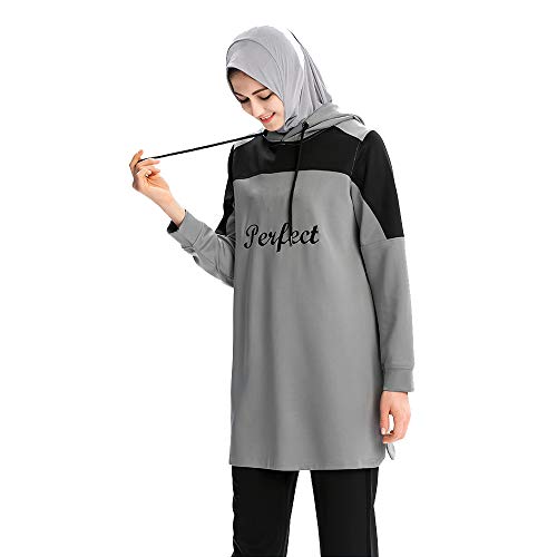Mr Lin123 Muslimischer Frauen Trainingsanzug setzt islamischen Sweatsuit (L, Grau) von Mr Lin123