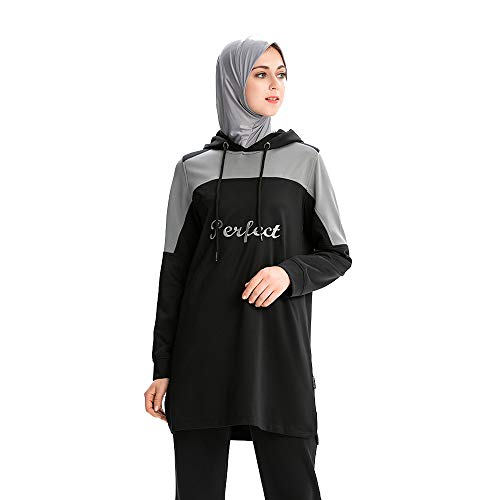 Mr Lin123 Muslimischer Frauen Trainingsanzug setzt islamischen Sweatsuit (L, Schwarz) von Mr Lin123