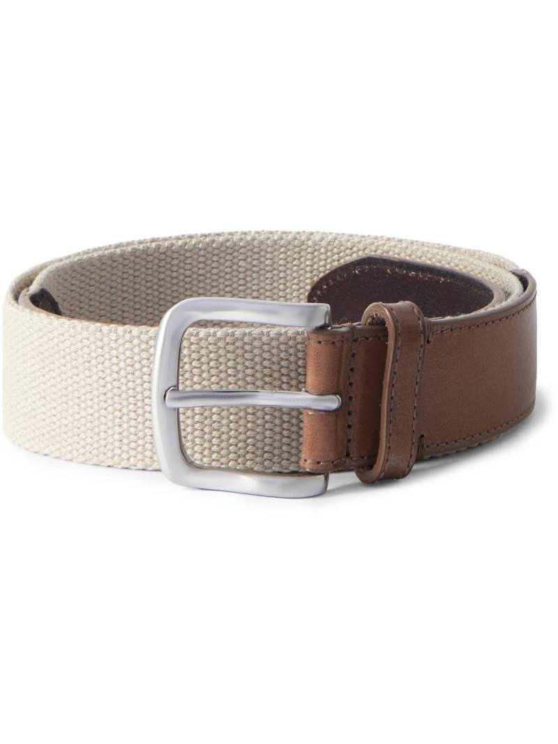 Mr P. - 3.5cm Canvas and Leather Belt - Men - Neutrals - EU 95 von Mr P.