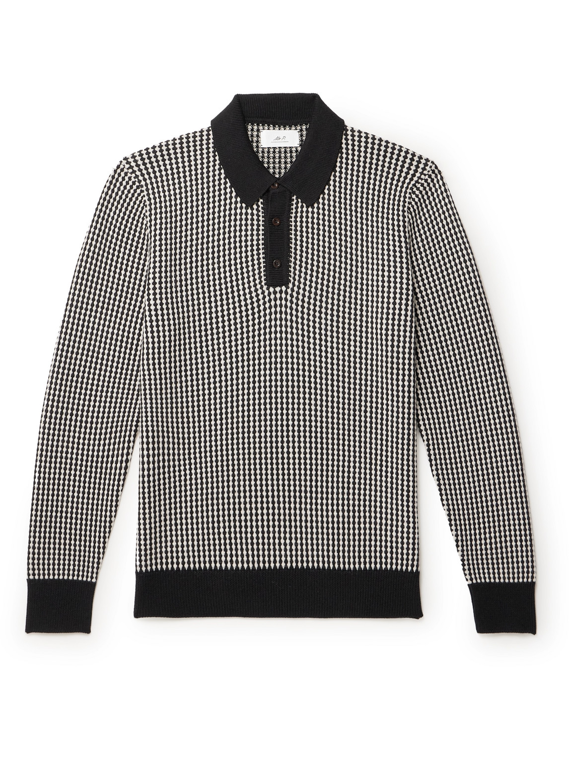 Mr P. - Bridget Striped Merino Wool Polo Shirt - Men - Black - XL von Mr P.