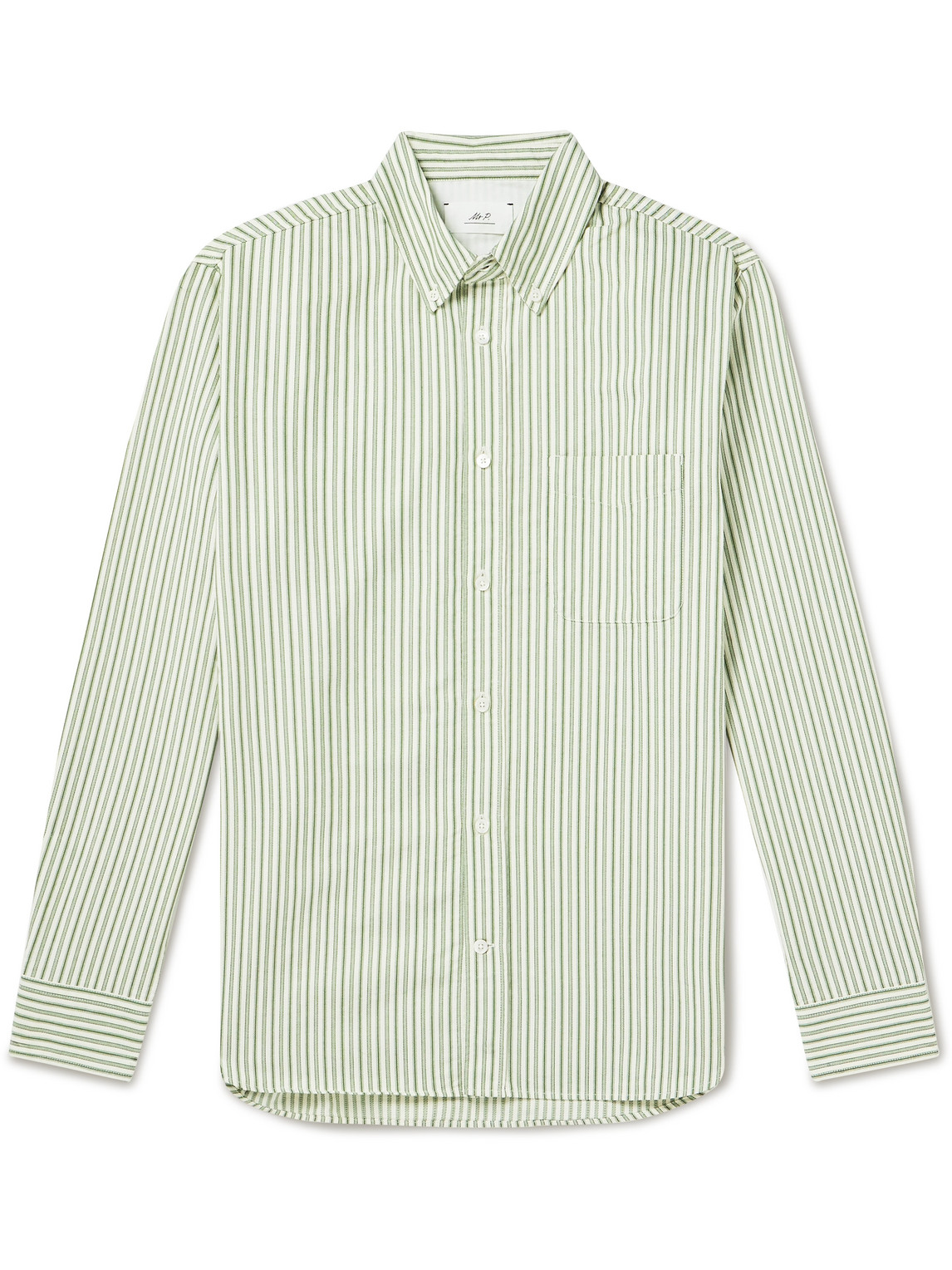 Mr P. - Button-Down Collar Striped Organic Cotton Oxford Shirt - Men - Green - XXL von Mr P.