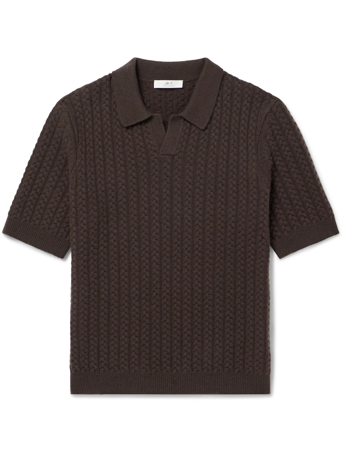 Mr P. - Cable-Knit Wool Polo Shirt - Men - Brown - M Mr P. - Cable-Knit Wool Polo Shirt - Men - Brown - M von Mr P.