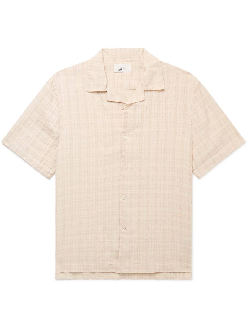 Mr P. - Camp-Collar Checked Cotton-Blend Seersucker Shirt - Men - Neutrals - M von Mr P.