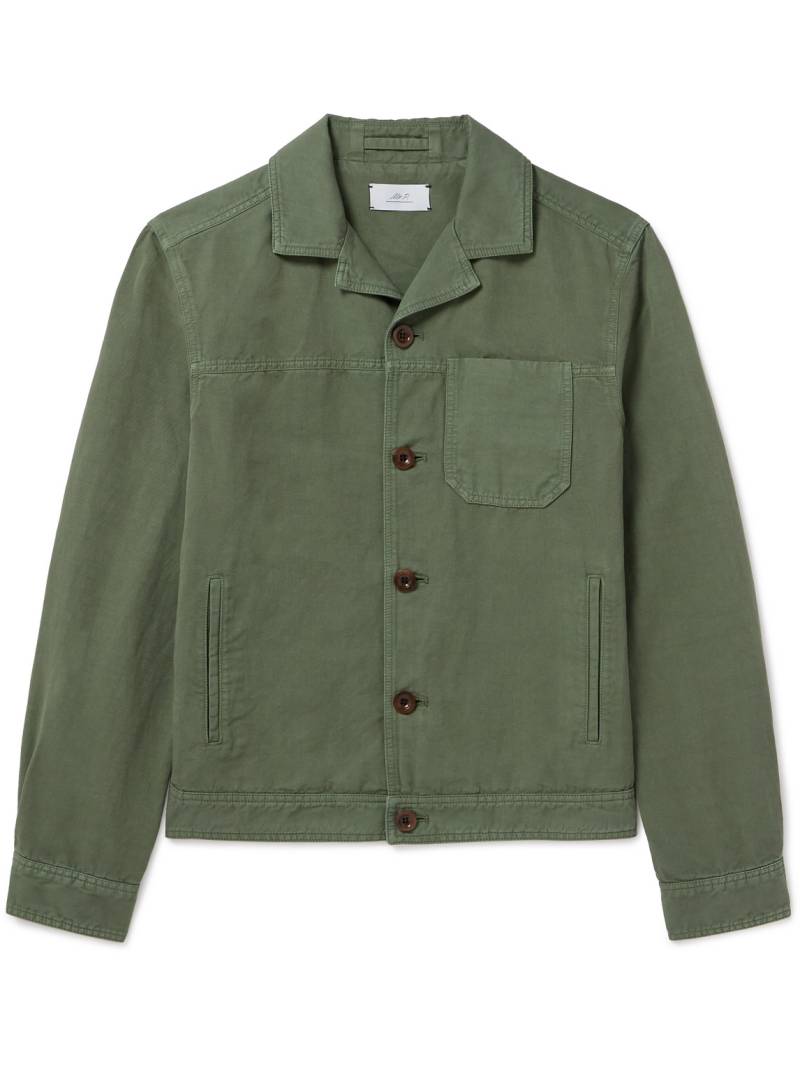 Mr P. - Camp-Collar Garment-Dyed Cotton and Linen-Blend Jacket - Men - Green - XXL von Mr P.
