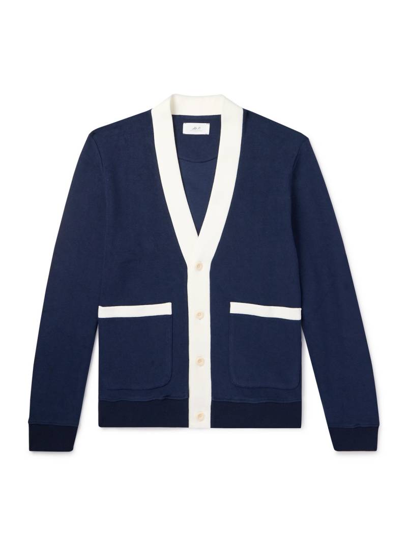 Mr P. - Clubhouse Two-Tone Cotton-Blend Jersey Cardigan - Men - Blue - L von Mr P.