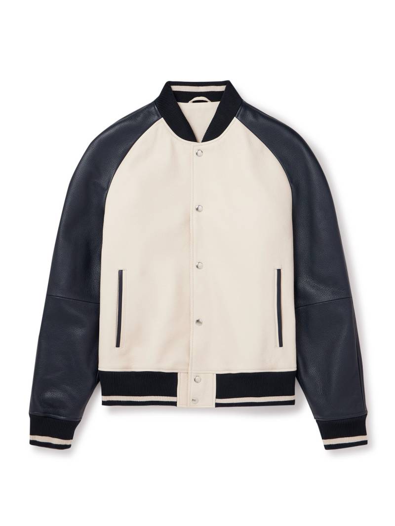 Mr P. - Full-Grain Leather Varsity Jacket - Men - Neutrals - M von Mr P.