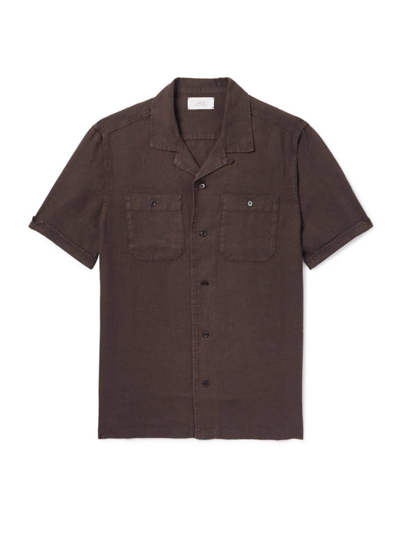 Mr P. - Convertible-Collar Garment-Dyed Linen Shirt - Men - Brown - M von Mr P.