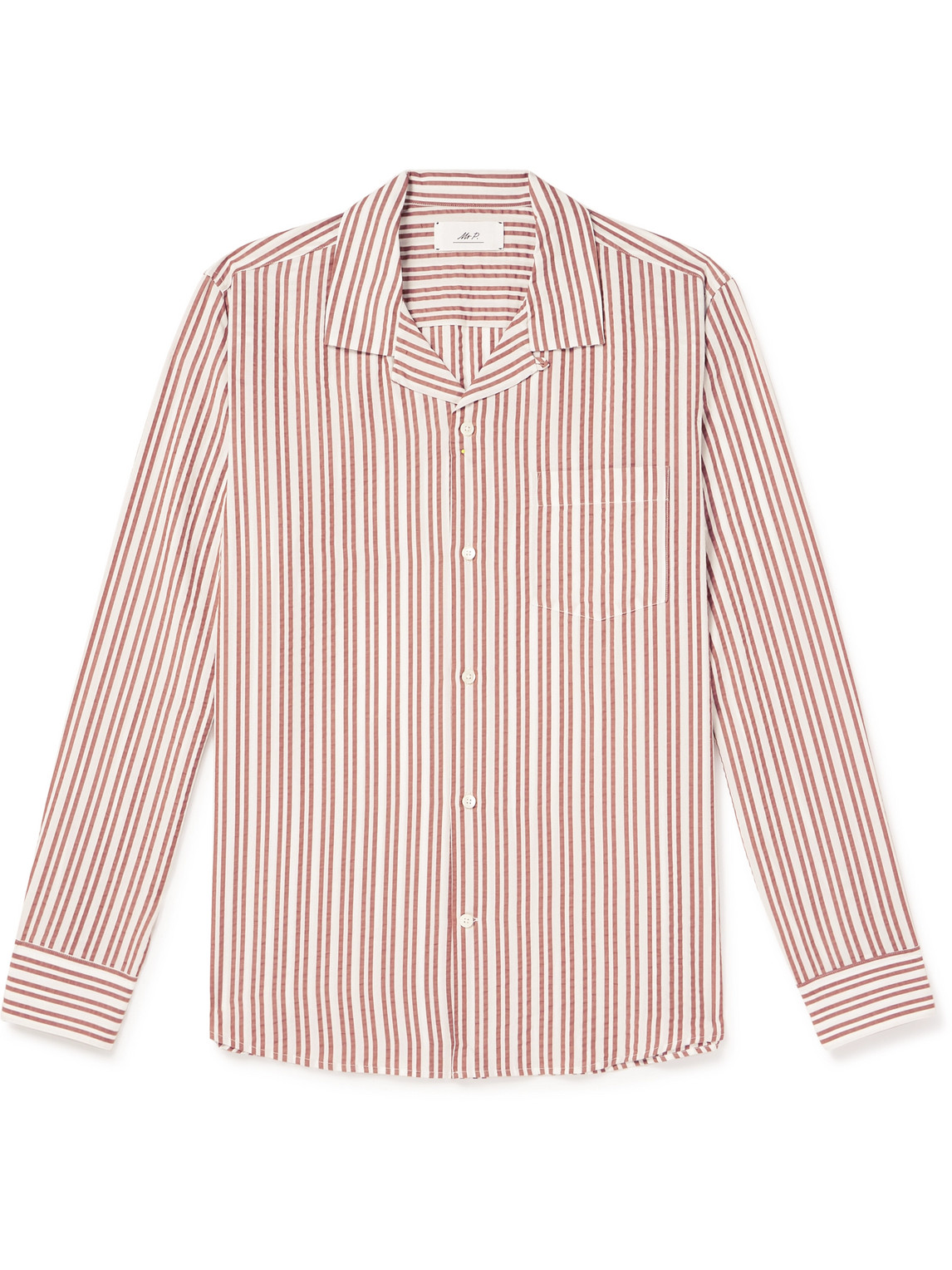 Mr P. - Convertible-Collar Striped Seersucker Shirt - Men - White - XL Mr P. - Convertible-Collar Striped Seersucker Shirt - Men - White - XL von Mr P.