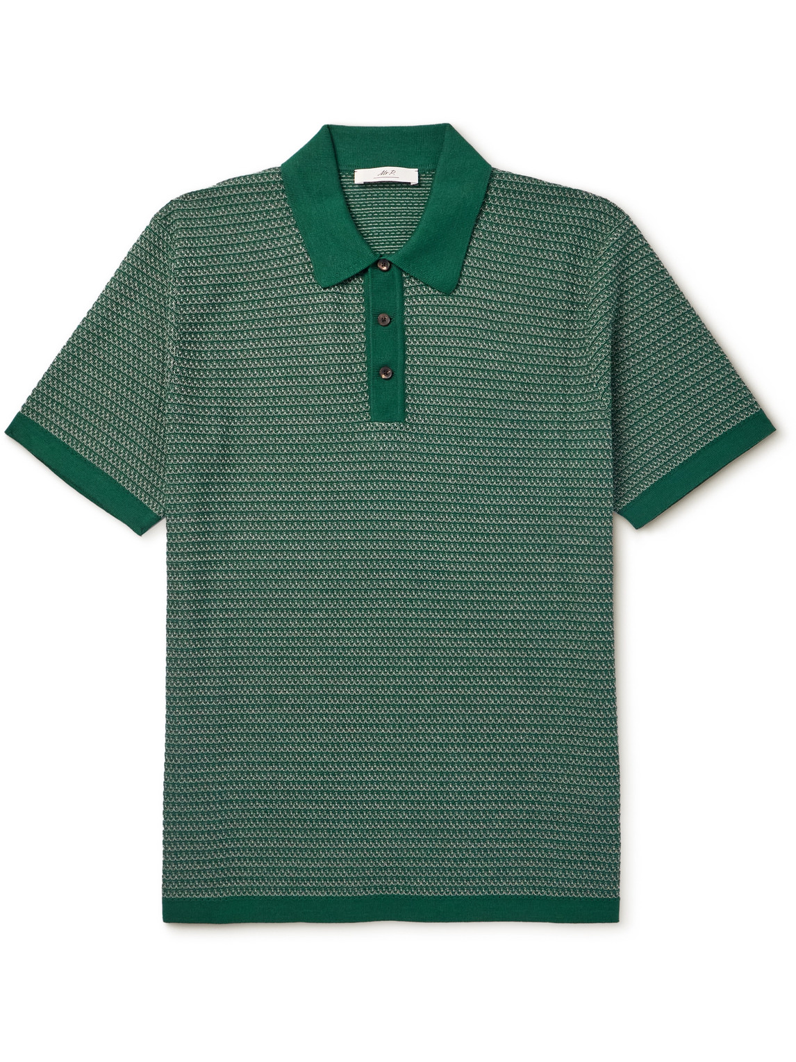 Mr P. - Cotton and Silk-Blend Polo Shirt - Men - Green - M Mr P. - Cotton and Silk-Blend Polo Shirt - Men - Green - M von Mr P.